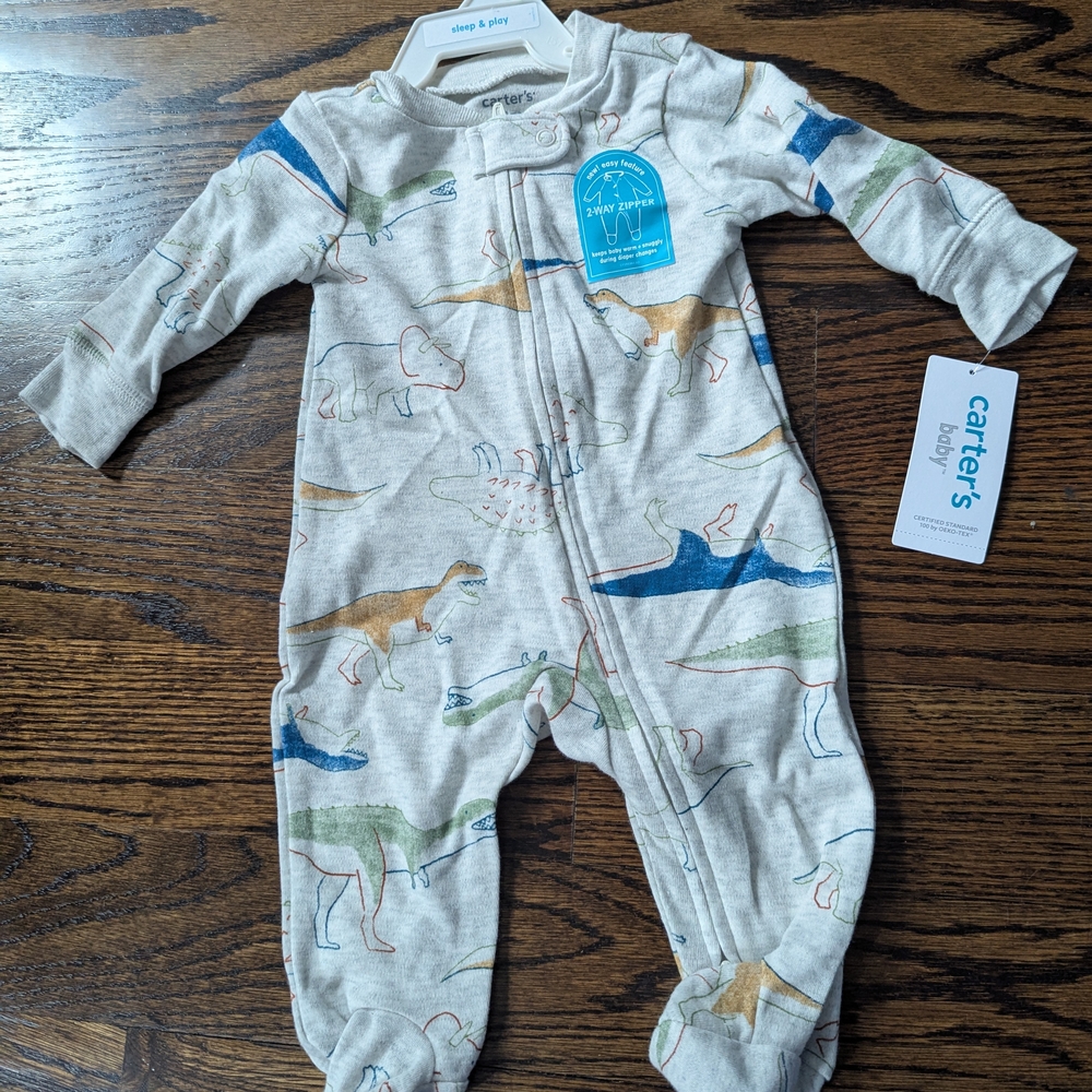 Carter's Cream Dinosaur Print Footie